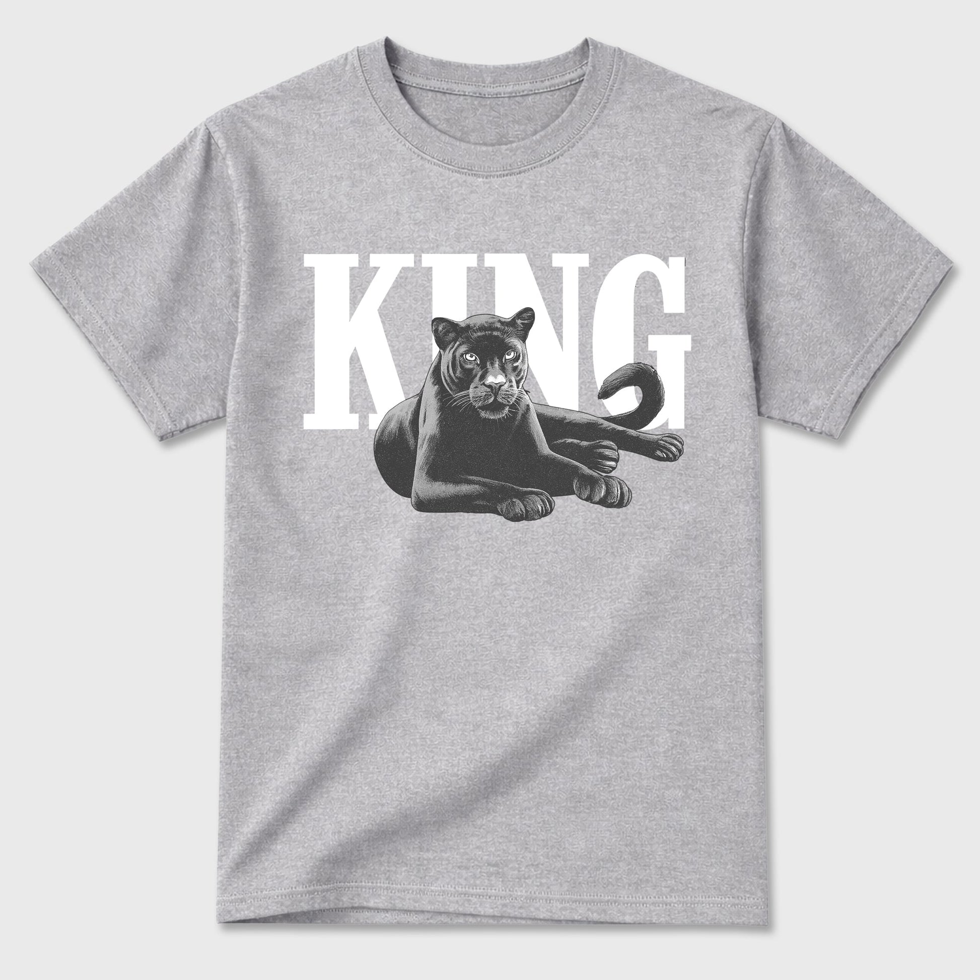 Sneaker outfits graphic tee – Sneaker Tees To Match Air Jordan 5 Wolf Grey Sneakers – King Black Cat Tee Heather Grey 2