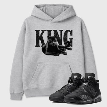 Sneaker match tees – Sneaker Tees To Match Air Jordan 6 Cap and Gown Shoes – King Black Cat Tee Heather Grey 1