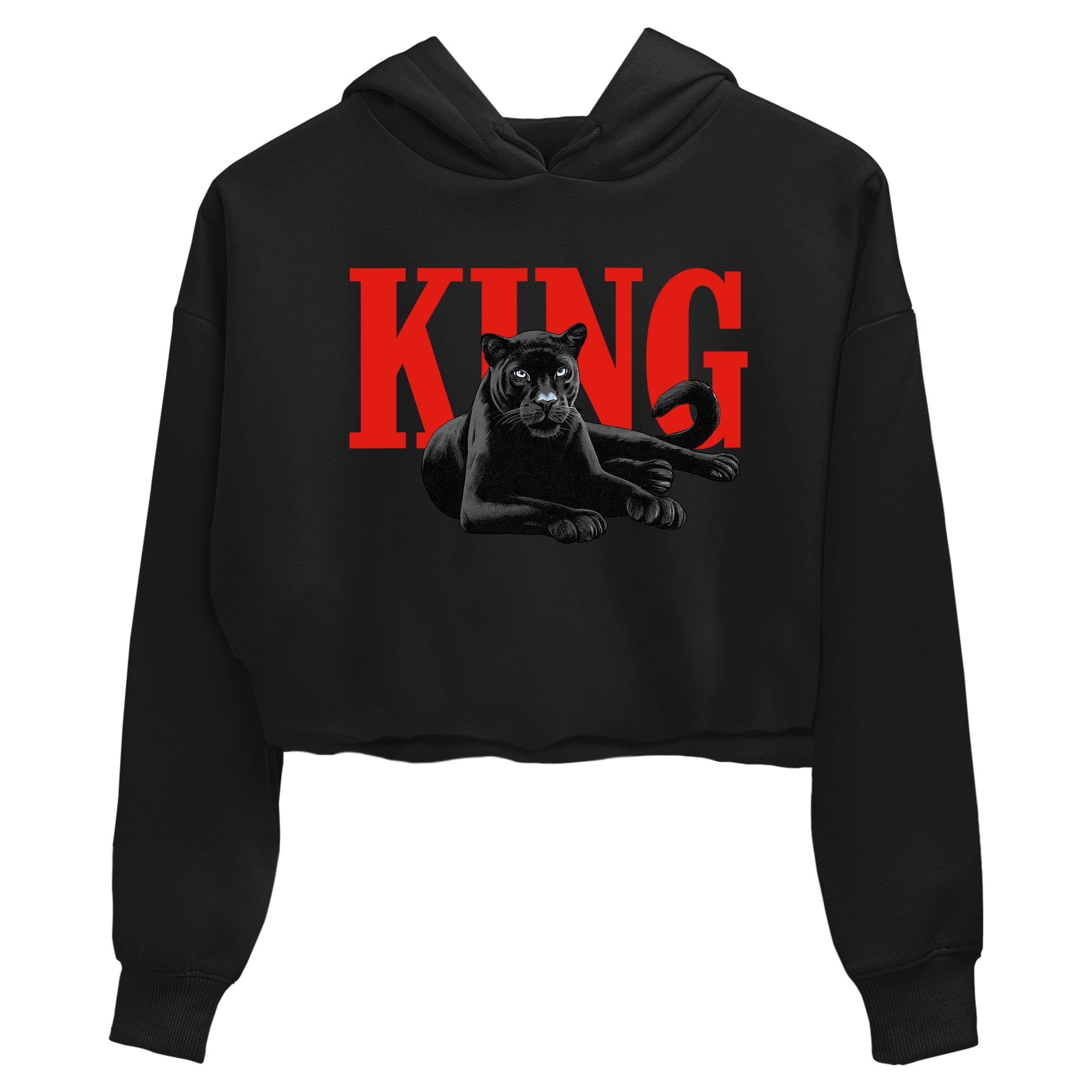 Perfect Valentine's Day Gifts graphic tee  – Sneaker Tees To Match Air Jordan 6 Reverse Infrared – King Black Cat Crop T-Shirt Black 2