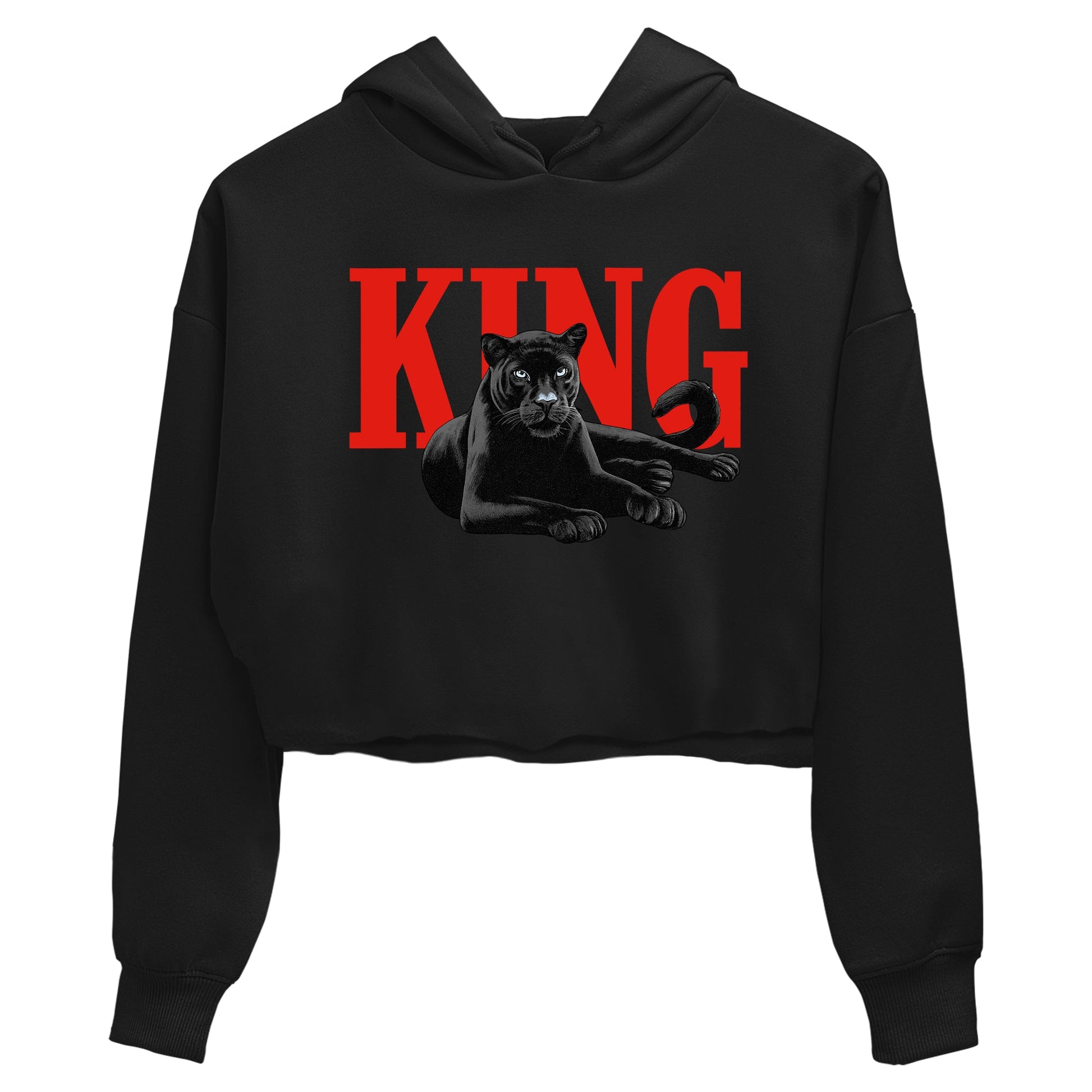 Perfect Valentine's Day Gifts graphic tee  – Sneaker Tees To Match Air Jordan 6 Reverse Infrared – King Black Cat Crop T-Shirt Black 2