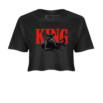 Perfect Valentine's Day Gifts graphic tee  – Sneaker Tees To Match Air Jordan 6 Reverse Infrared – King Black Cat Crop T-Shirt Black 2