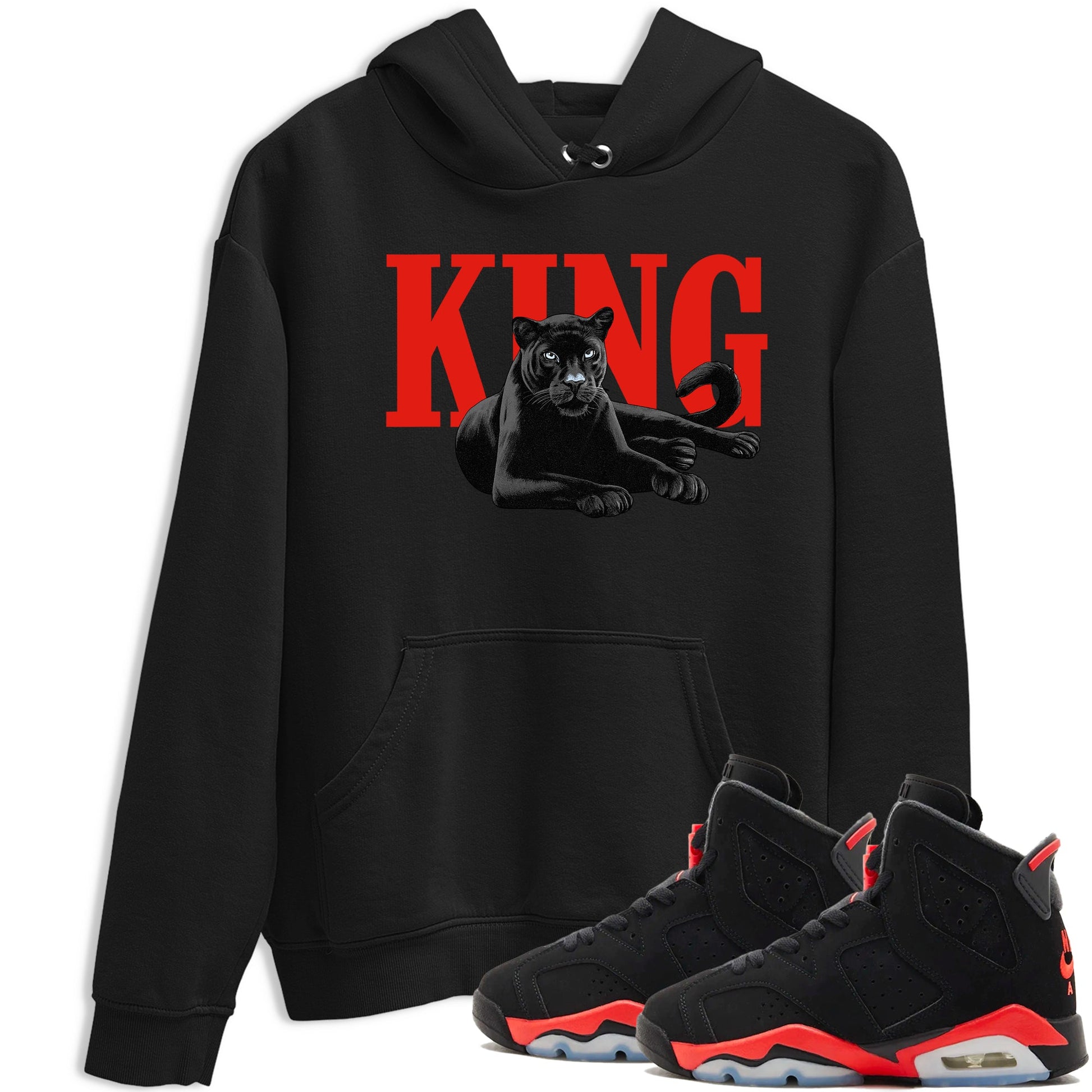 Perfect Valentine's Day Gifts graphic tee  – Sneaker Tees To Match Air Jordan 6 Reverse Infrared – King Black Cat Tee Black 1