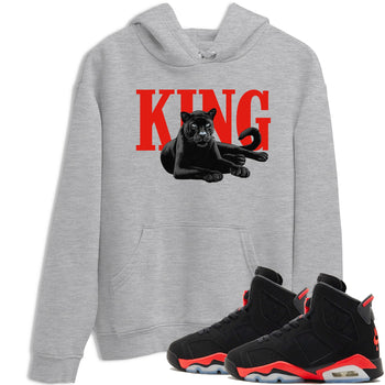 Perfect Valentine's Day Gifts graphic tee  – Sneaker Tees To Match Air Jordan 6 Reverse Infrared – King Black Cat Tee Heather Grey 1