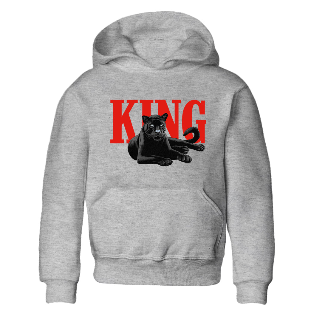 Perfect Valentine's Day Gifts graphic tee  – Sneaker Tees To Match Air Jordan 6 Reverse Infrared – King Black Cat Kids Graphic T-Shirt Heather Grey 2
