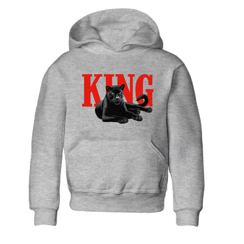 Perfect Valentine's Day Gifts graphic tee  – Sneaker Tees To Match Air Jordan 6 Reverse Infrared – King Black Cat Kids Graphic T-Shirt Heather Grey 2