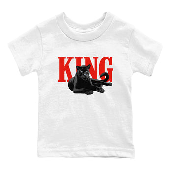 Perfect Valentine's Day Gifts graphic tee  – Sneaker Tees To Match Air Jordan 6 Reverse Infrared – King Black Cat Kids Graphic T-Shirt White 2