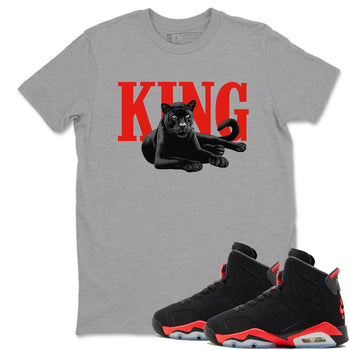 Perfect Valentine's Day Gifts graphic tee  – Sneaker Tees To Match Air Jordan 6 Reverse Infrared – King Black Cat Tee Heather Grey 1