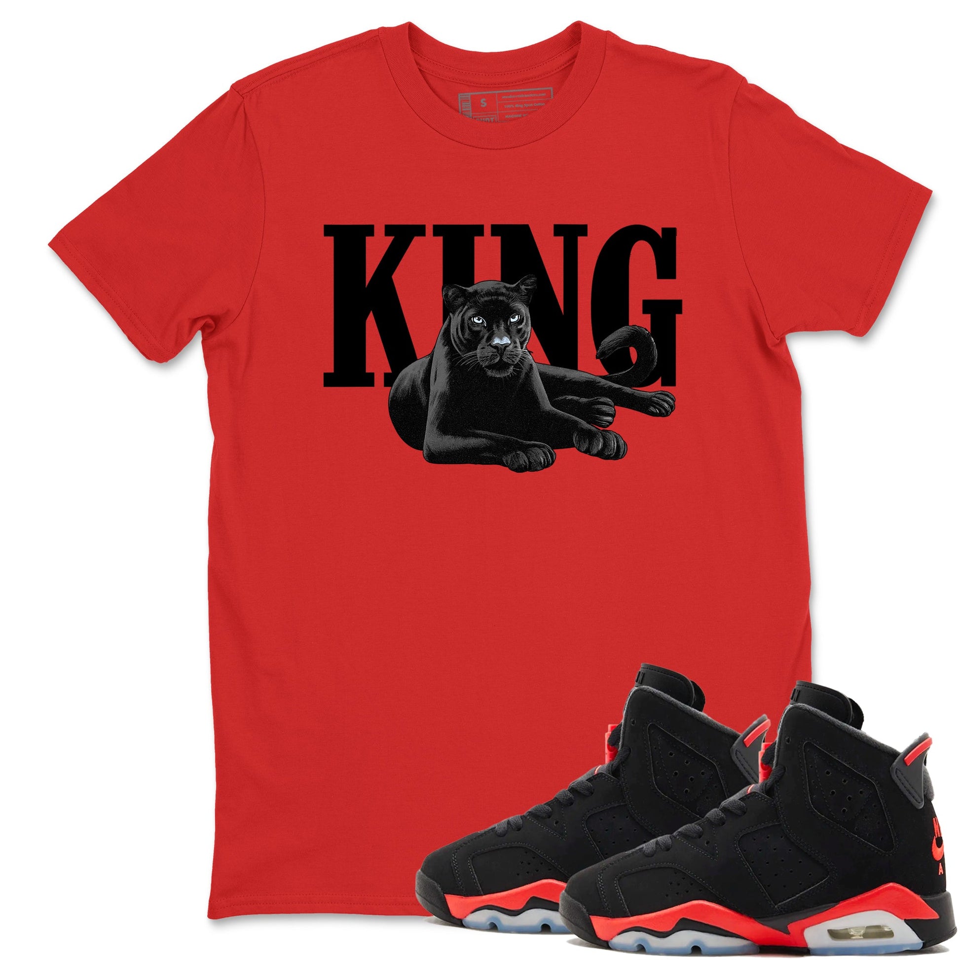 Perfect Valentine's Day Gifts graphic tee  – Sneaker Tees To Match Air Jordan 6 Reverse Infrared – King Black Cat Tee Red 1