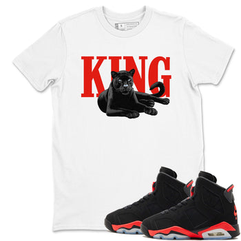 Perfect Valentine's Day Gifts graphic tee  – Sneaker Tees To Match Air Jordan 6 Reverse Infrared – King Black Cat Tee White 1