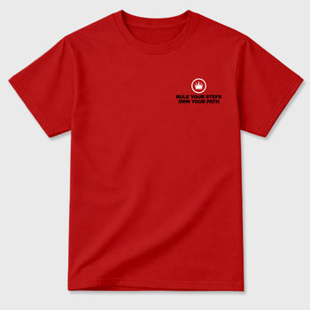 King Graffiti Graphic T-Shirt sneaker match tee designed for the Jordan 12 Bloodline, featuring coordinated color options for a perfect streetwear match. Red shirt.