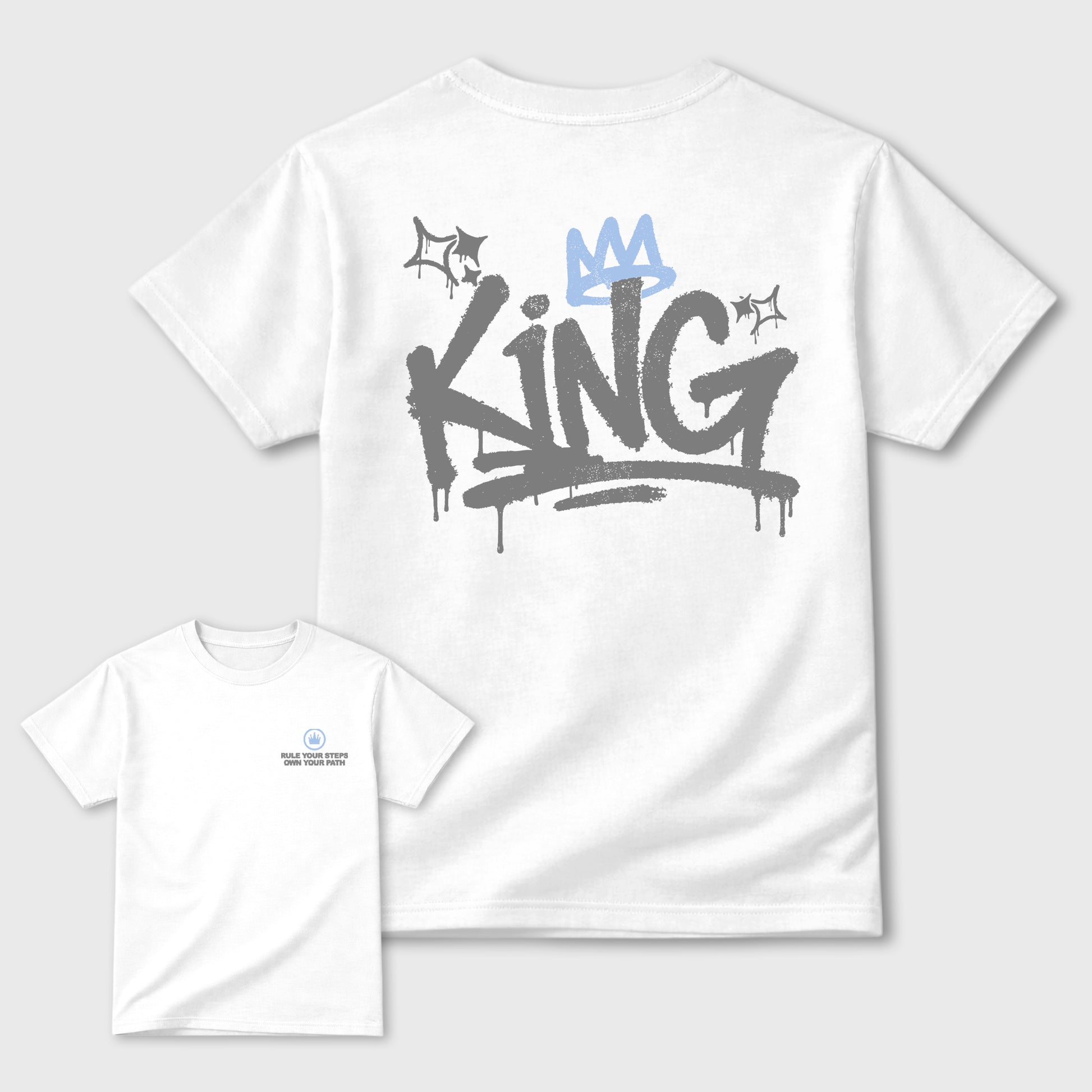 king graffiti sneaker match t-shirt styled to complete your sneaker outfitwith the AJ5 White Metallic, shown in White.