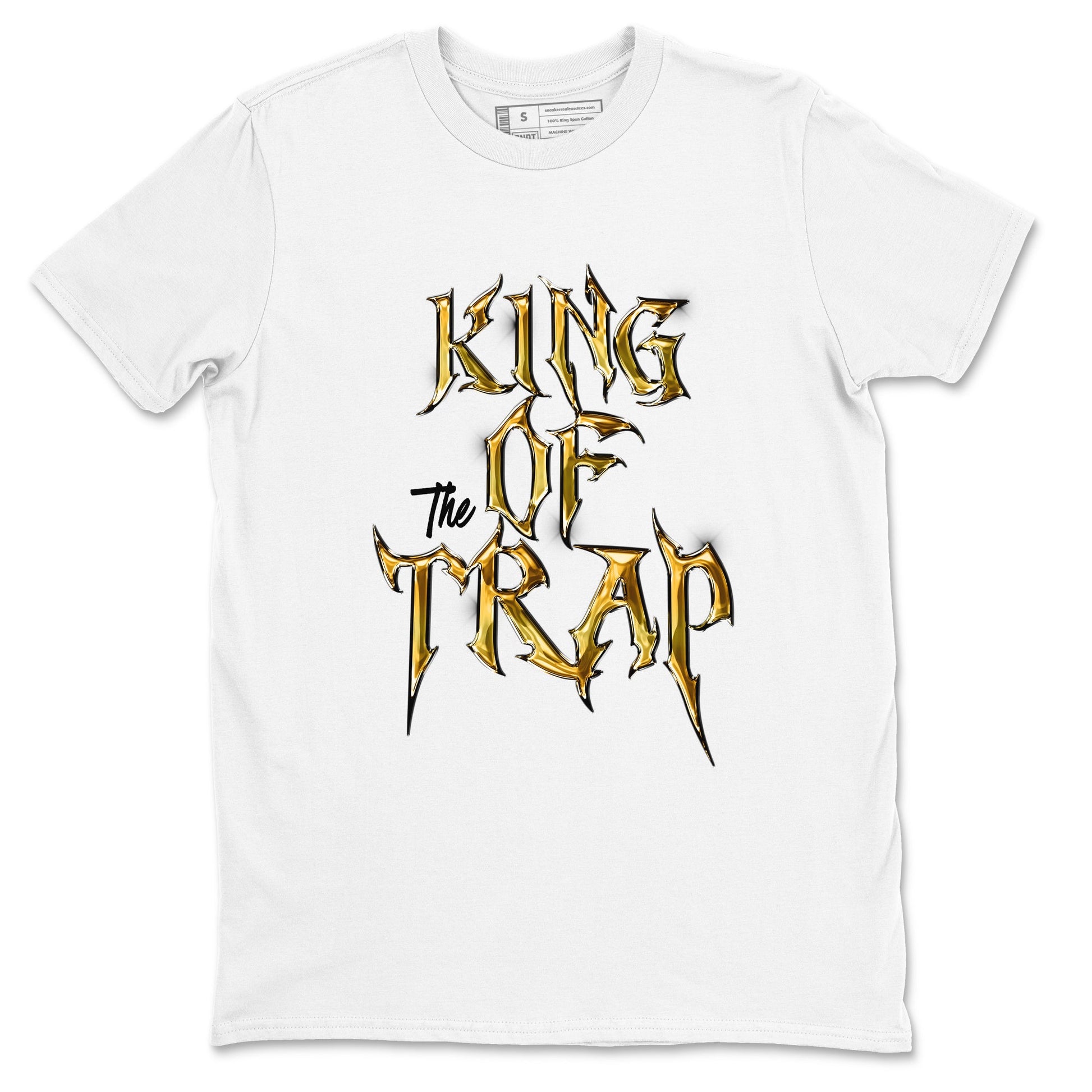 Air Jordan 1 High OG Black Metallic Gold shirts to match jordans King Of The Trap sneaker match tees Jordan 1 Black Metallic Gold SNRT Sneaker Tees streetwear brand White 2 unisex cotton tee