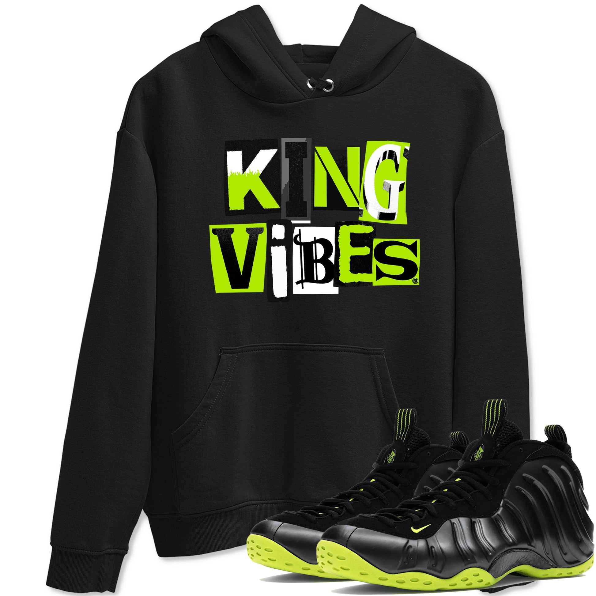 Foams One Black Volt best t shirts to wear with jordans King Vibes sneaker match tees Air Foamposite One Black Volt match shoes to clothes SNRT Sneaker Tees unisex cotton Black 1 shirts
