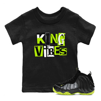 Foams One Black Volt best t shirts to wear with jordans King Vibes sneaker match tees Air Foamposite One Black Volt match shoes to clothes SNRT Sneaker Tees Youth Baby Black 1 tee
