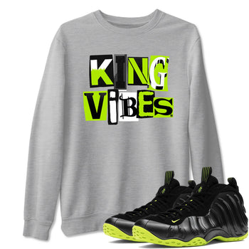 Foams One Black Volt best t shirts to wear with jordans King Vibes sneaker match tees Air Foamposite One Black Volt match shoes to clothes SNRT Sneaker Tees unisex cotton Heather Grey 1 shirts