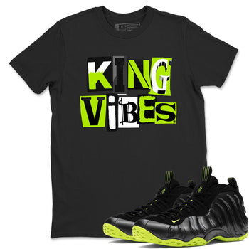 Foams One Black Volt best t shirts to wear with jordans King Vibes sneaker match tees Air Foamposite One Black Volt match shoes to clothes SNRT Sneaker Tees unisex cotton Black 1 shirts