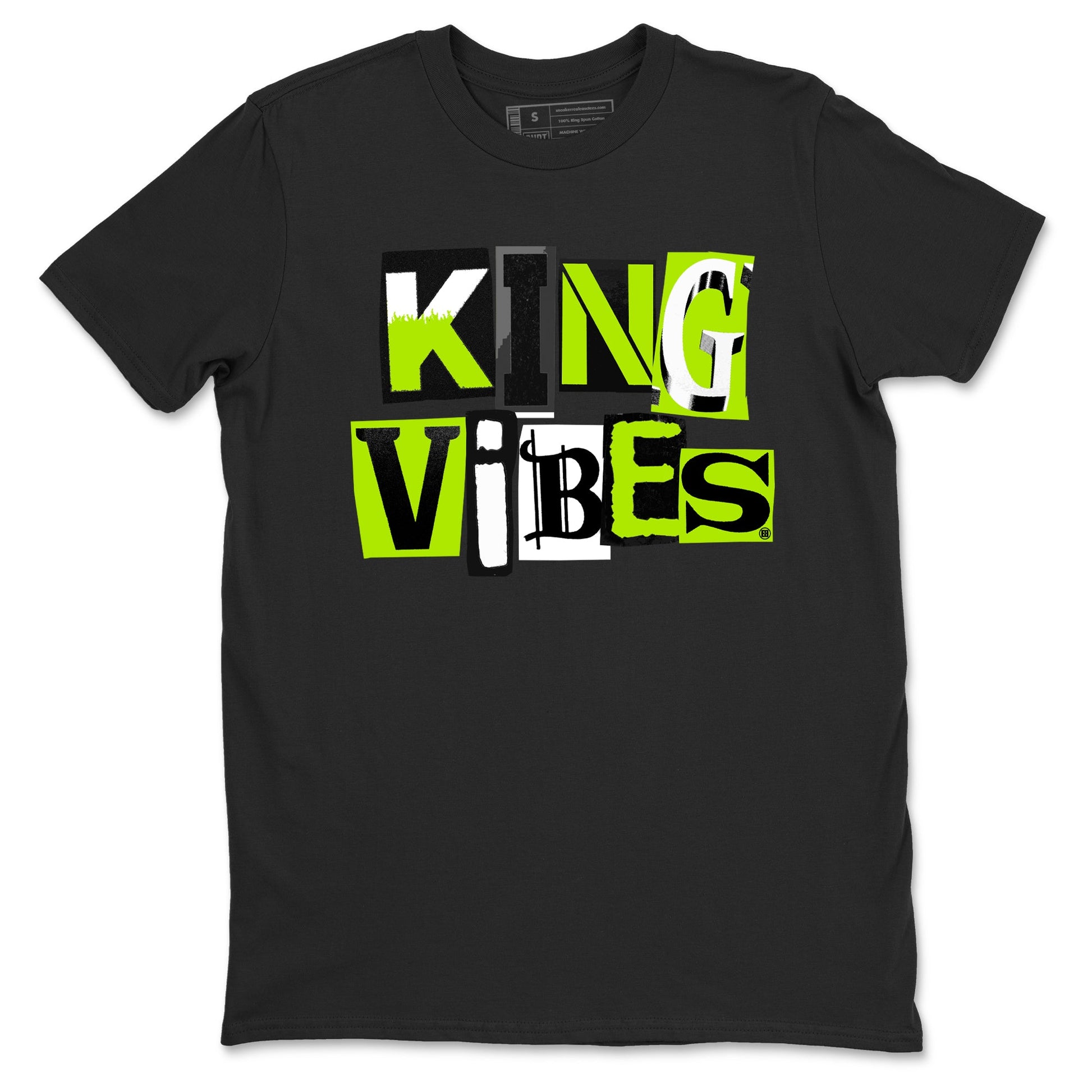 Foams One Black Volt best t shirts to wear with jordans King Vibes sneaker match tees Air Foamposite One Black Volt match shoes to clothes SNRT Sneaker Tees unisex cotton Black 2 shirts