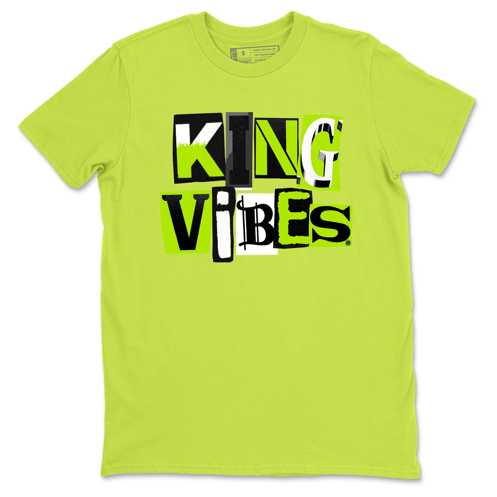 Foams One Black Volt best t shirts to wear with jordans King Vibes sneaker match tees Air Foamposite One Black Volt match shoes to clothes SNRT Sneaker Tees unisex cotton Safety Green 2 shirts