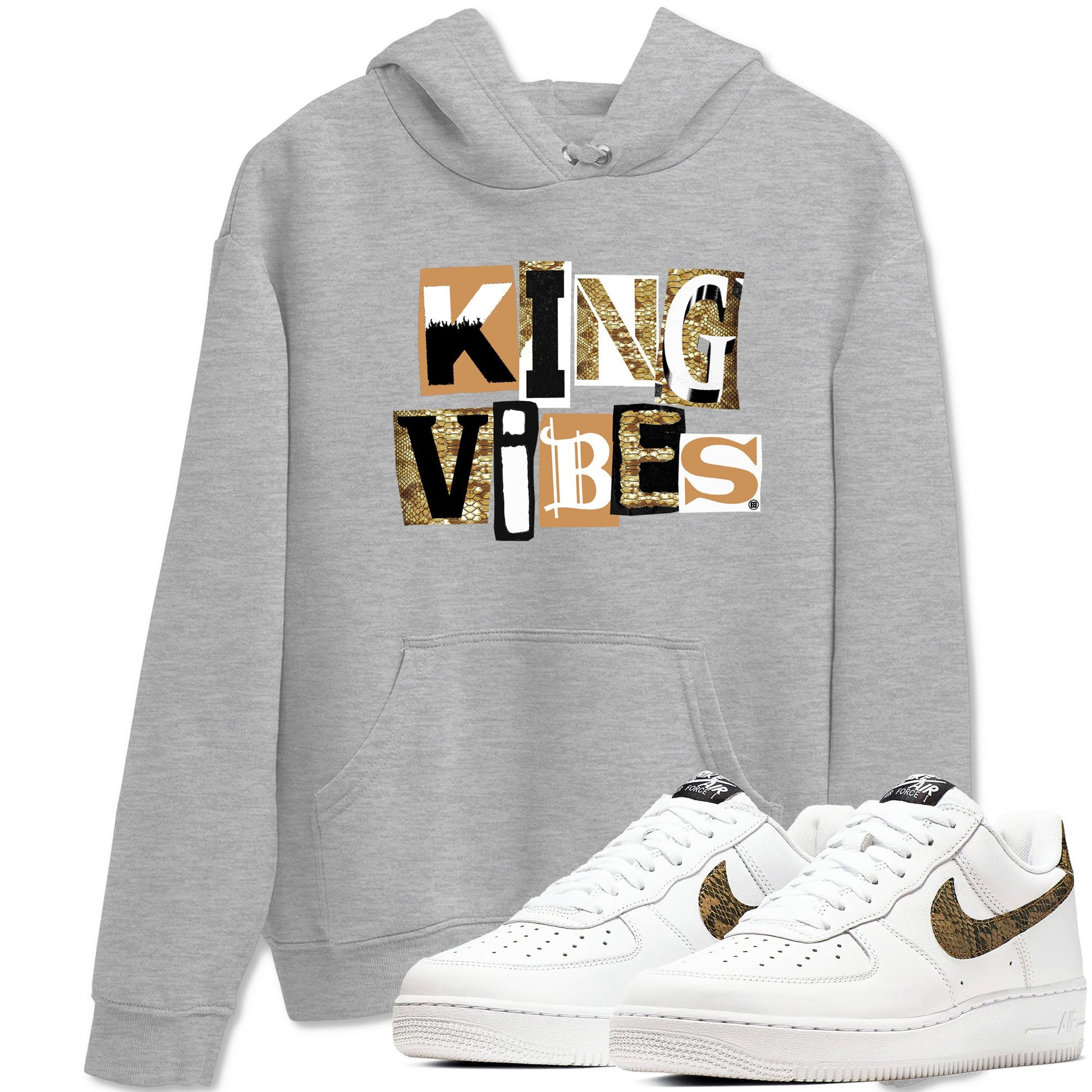 Air Force 1 Ivory Snake shirt to match jordans King Vibes sneaker tees Air Force 1 Ivory Snake SNRT Sneaker Release Tees unisex cotton Heather Grey 1 crew neck shirt
