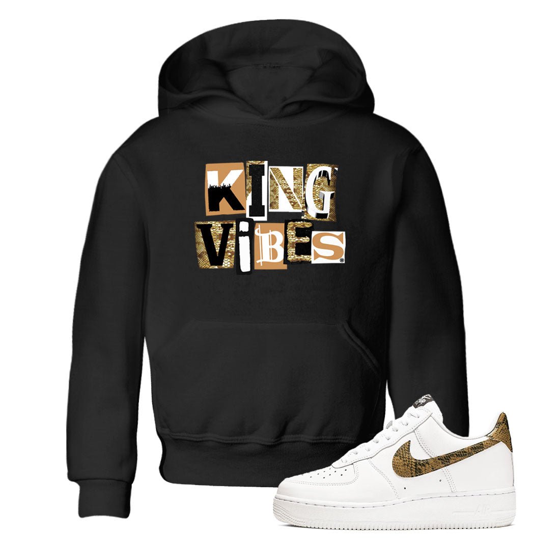 Air Force 1 Ivory Snake shirt to match jordans King Vibes sneaker tees Air Force 1 Ivory Snake SNRT sneaker release tees baby toddler Black 1 cotton Shirt