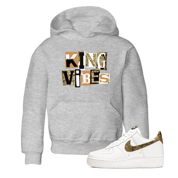 Air Force 1 Ivory Snake shirt to match jordans King Vibes sneaker tees Air Force 1 Ivory Snake SNRT sneaker release tees baby toddler Heather Grey 1 cotton Shirt