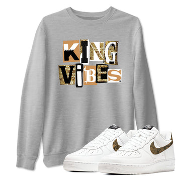 Air Force 1 Ivory Snake shirt to match jordans King Vibes sneaker tees Air Force 1 Ivory Snake SNRT Sneaker Release Tees unisex cotton Heather Grey 1 crew neck shirt