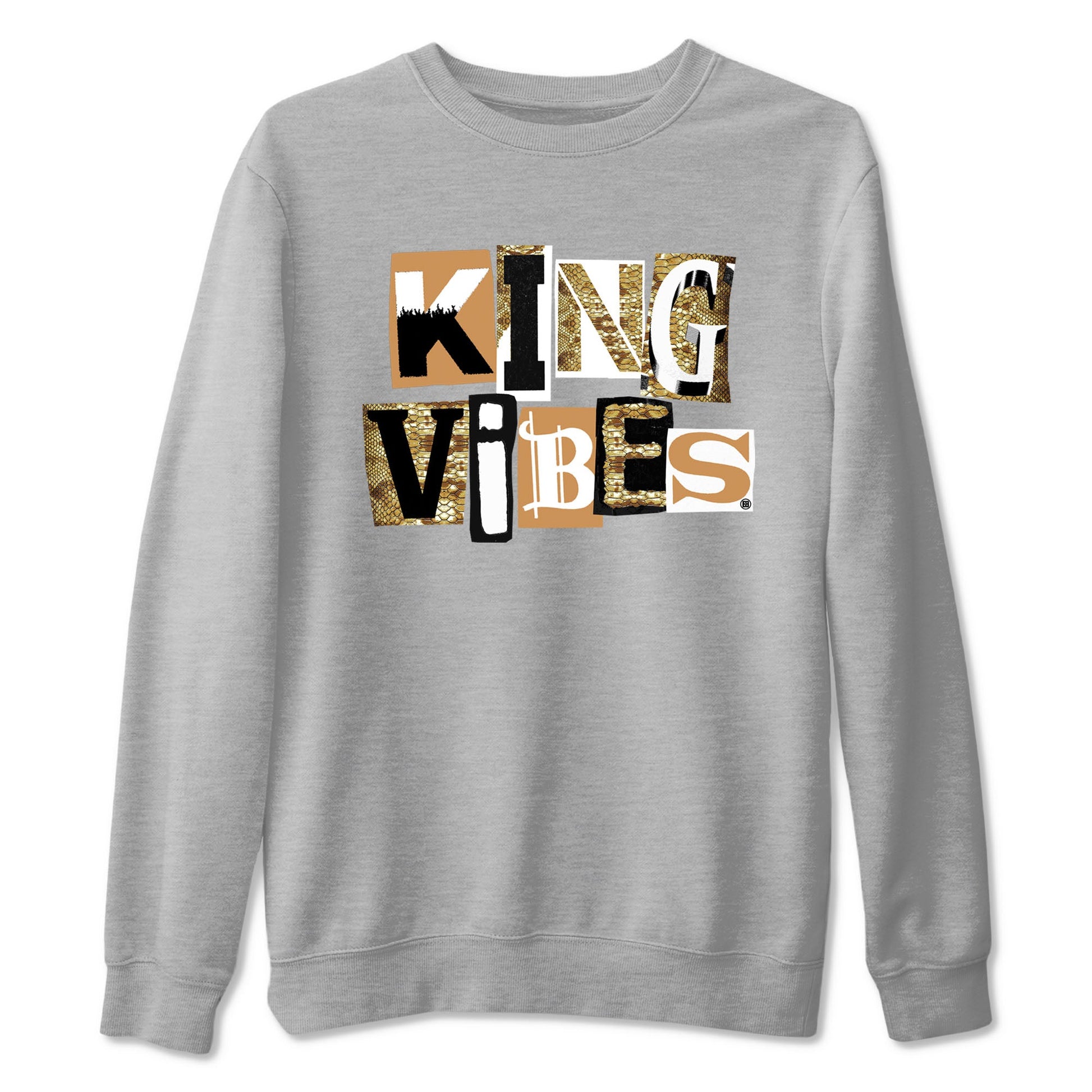 Air Force 1 Ivory Snake shirt to match jordans King Vibes sneaker tees Air Force 1 Ivory Snake SNRT Sneaker Release Tees unisex cotton Heather Grey 2 crew neck shirt