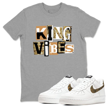 Air Force 1 Ivory Snake shirt to match jordans King Vibes sneaker tees Air Force 1 Ivory Snake SNRT Sneaker Release Tees unisex cotton Heather Grey 1 crew neck shirt