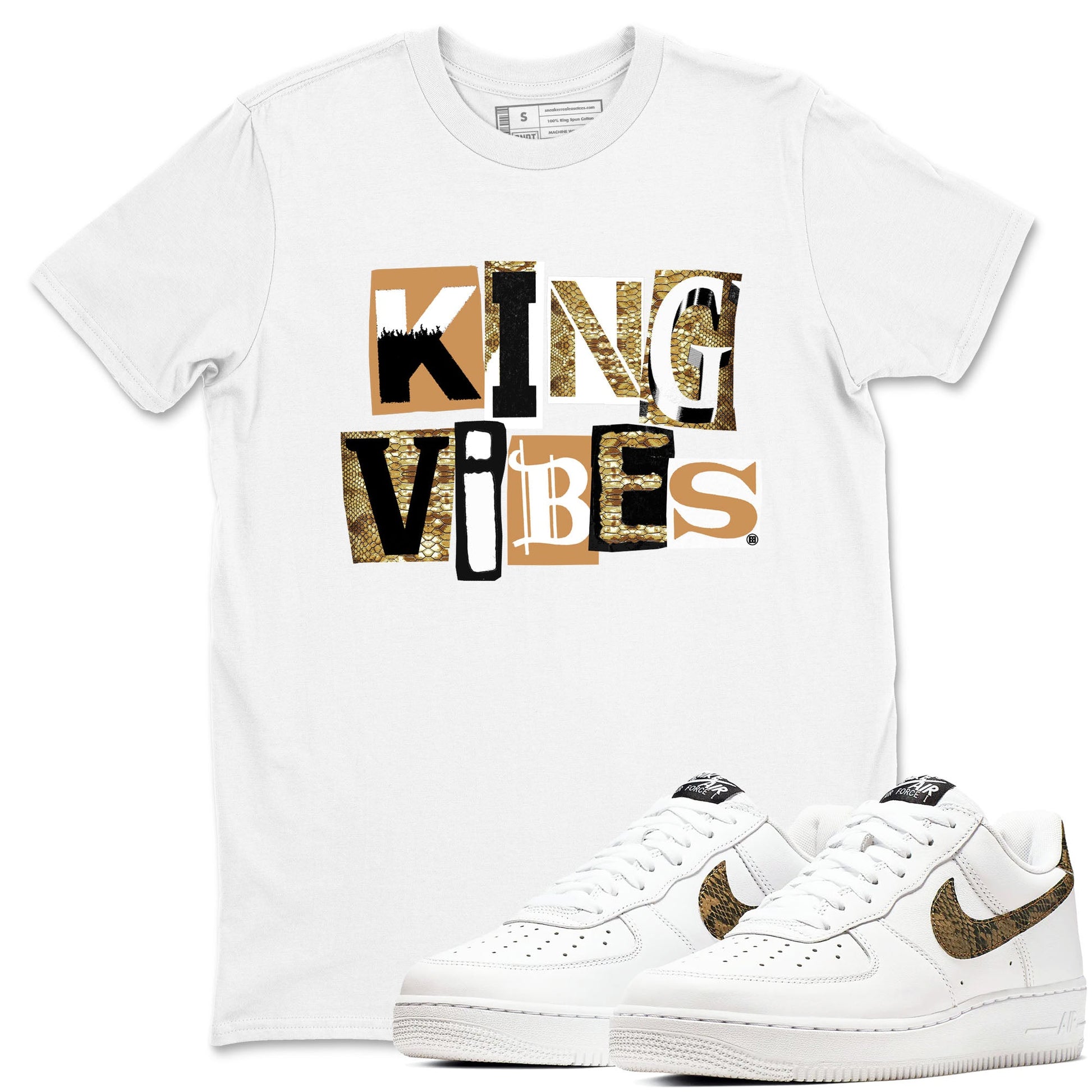 Air Force 1 Ivory Snake shirt to match jordans King Vibes sneaker tees Air Force 1 Ivory Snake SNRT Sneaker Release Tees unisex cotton White 1 crew neck shirt