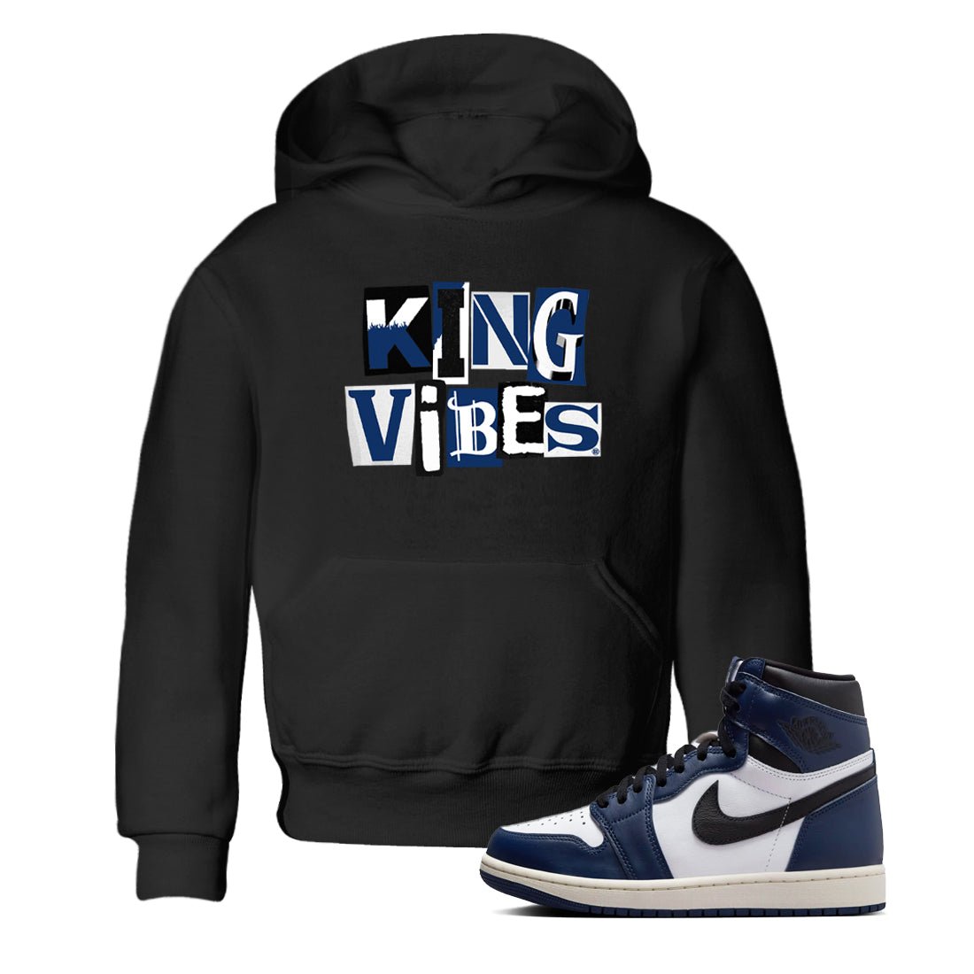1s Midnight Navy shirts to match jordans King Vibes sneaker match tees Air Jordan 1 Midnight Navy match shoes to clothes SNRT Sneaker Tees Youth Baby Black 1 tee