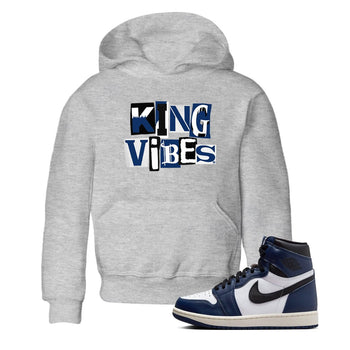 1s Midnight Navy shirts to match jordans King Vibes sneaker match tees Air Jordan 1 Midnight Navy match shoes to clothes SNRT Sneaker Tees Youth Baby Heather Grey 1 tee