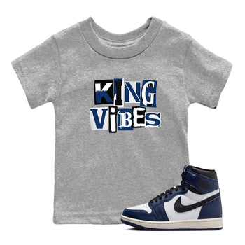 1s Midnight Navy shirts to match jordans King Vibes sneaker match tees Air Jordan 1 Midnight Navy match shoes to clothes SNRT Sneaker Tees Youth Baby Heather Grey 1 tee