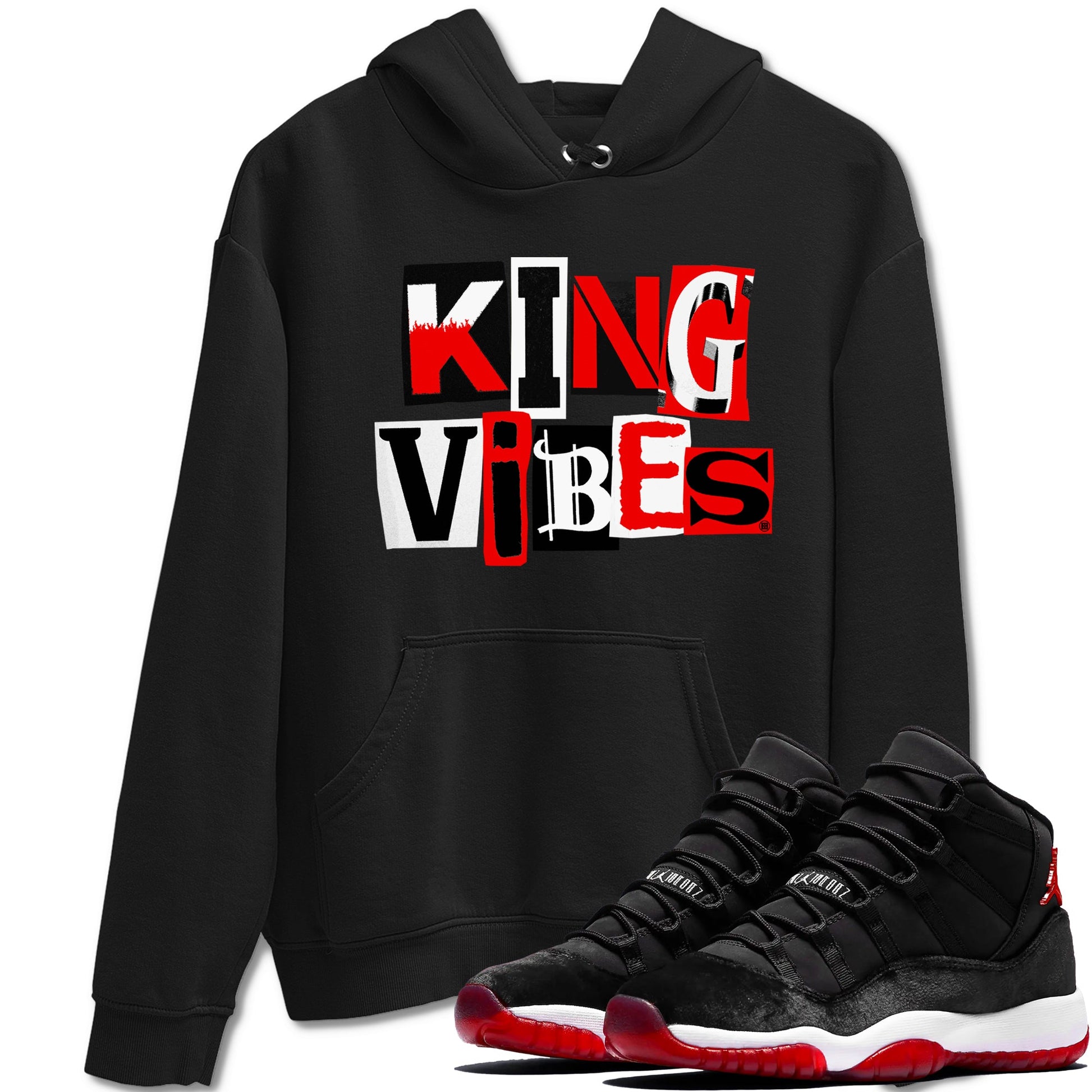 11s Bred Velvet shirts to match jordans King Vibes sneaker match tees Air Jordan 11 Retro Bred Velvet match shoes to clothes SNRT Sneaker Tees unisex cotton Black 1 shirts
