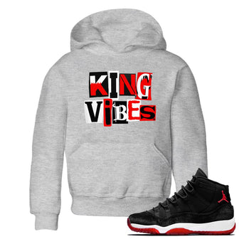 11s Bred Velvet shirts to match jordans King Vibes sneaker match tees Air Jordan 11 Retro Bred Velvet match shoes to clothes SNRT Sneaker Tees Youth Baby Heather Grey 1 tee