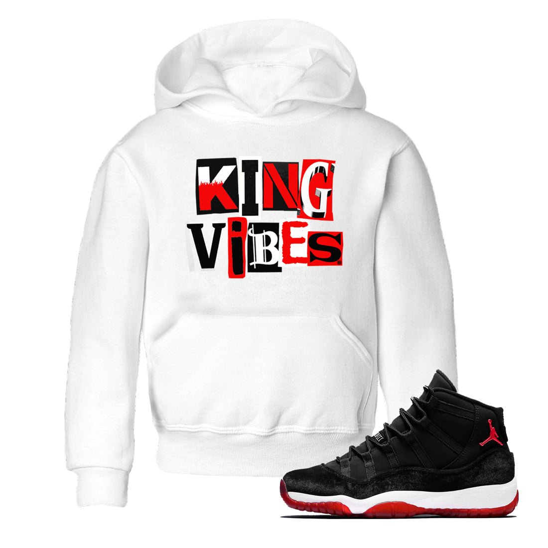11s Bred Velvet shirts to match jordans King Vibes sneaker match tees Air Jordan 11 Retro Bred Velvet match shoes to clothes SNRT Sneaker Tees Youth Baby White 1 tee