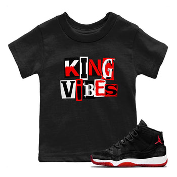 11s Bred Velvet shirts to match jordans King Vibes sneaker match tees Air Jordan 11 Retro Bred Velvet match shoes to clothes SNRT Sneaker Tees Youth Baby Black 1 tee