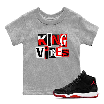 11s Bred Velvet shirts to match jordans King Vibes sneaker match tees Air Jordan 11 Retro Bred Velvet match shoes to clothes SNRT Sneaker Tees Youth Baby Heather Grey 1 tee