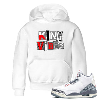 3s Cement Grey shirts to match jordans King Vibes sneaker match tees Air Jordan 3 Cement Grey SNRT Sneaker Tees streetwear brand Baby and Youth White 1 cotton tee