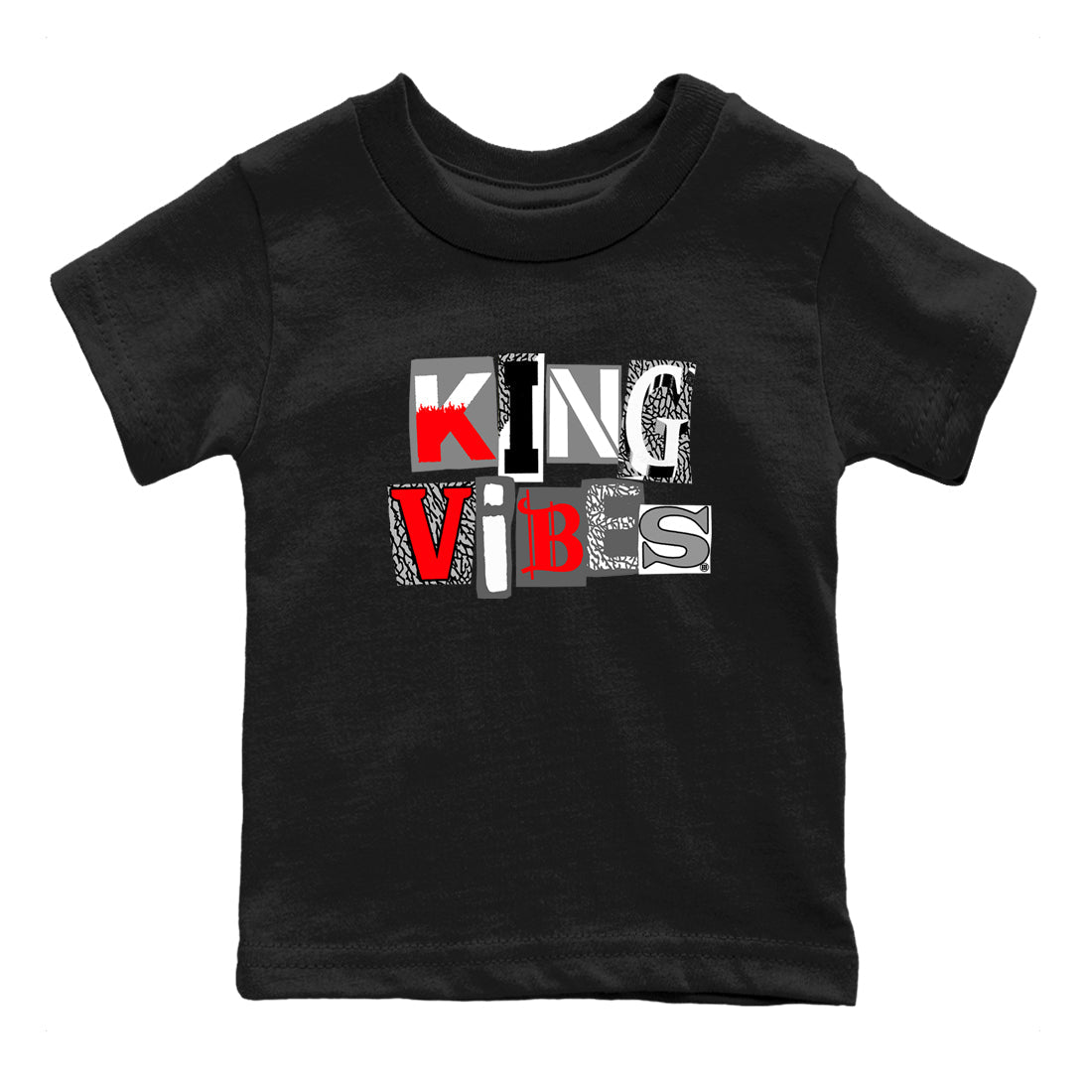 3s Cement Grey shirts to match jordans King Vibes sneaker match tees Air Jordan 3 Cement Grey SNRT Sneaker Tees streetwear brand Baby and Youth Black 2 cotton tee