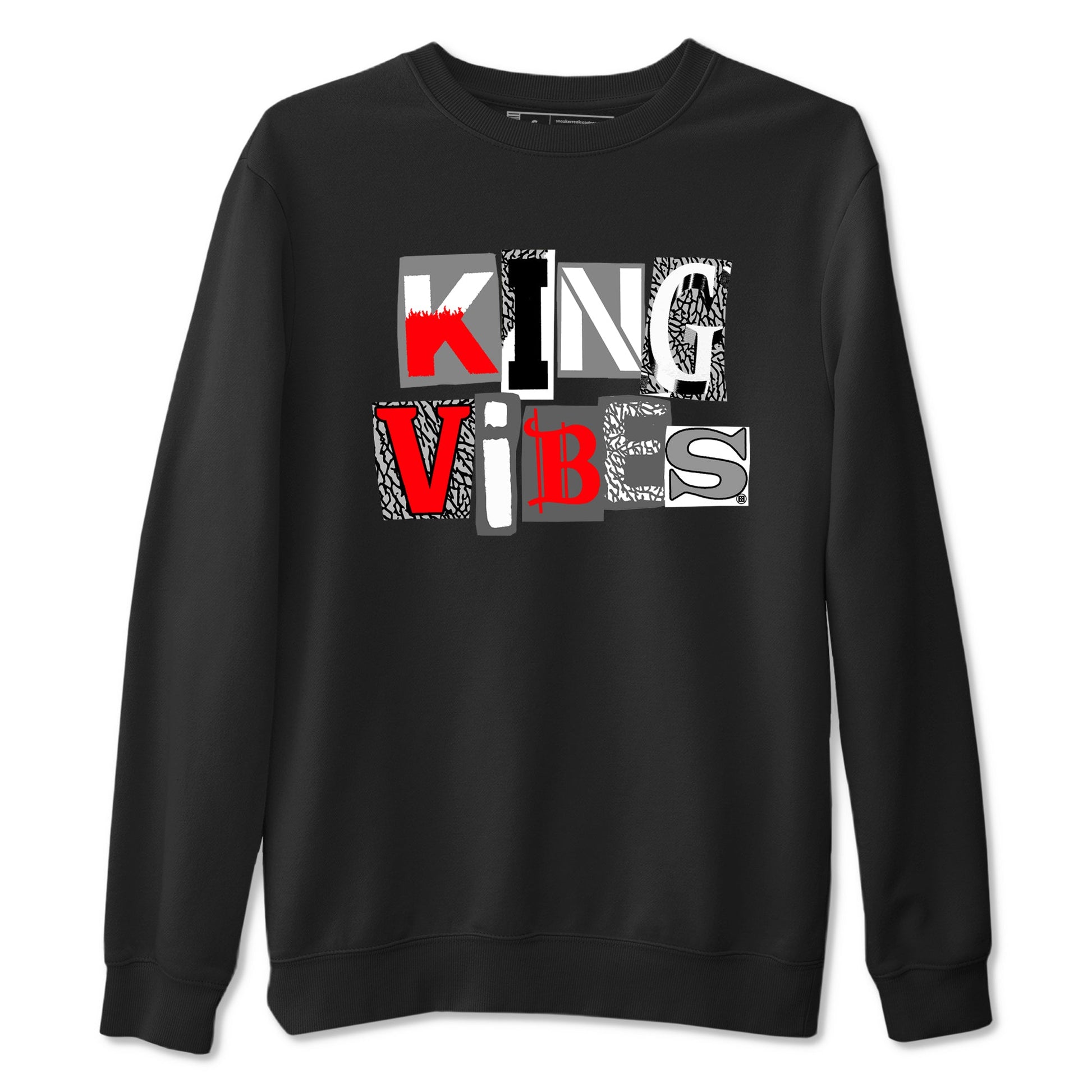3s Cement Grey shirts to match jordans King Vibes sneaker match tees Air Jordan 3 Cement Grey SNRT Sneaker Tees streetwear brand Black 2 unisex cotton tee