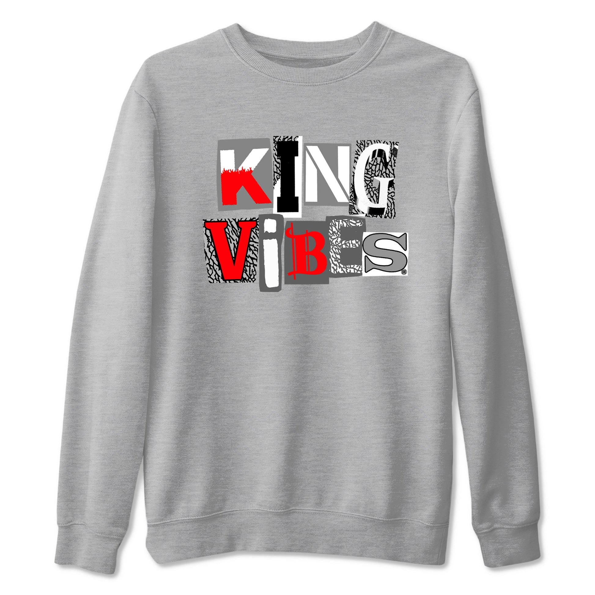 3s Cement Grey shirts to match jordans King Vibes sneaker match tees Air Jordan 3 Cement Grey SNRT Sneaker Tees streetwear brand Heather Grey 2 unisex cotton tee