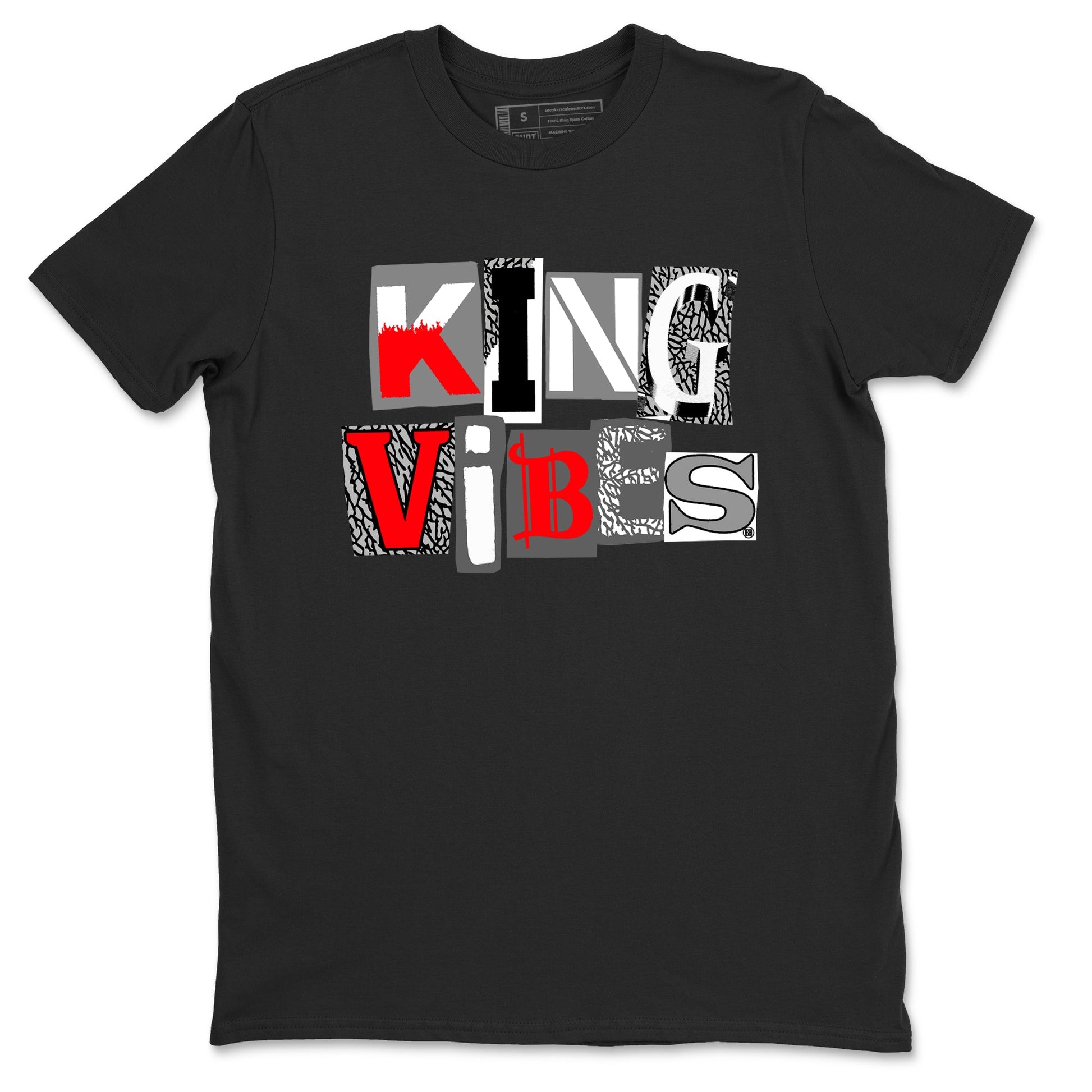3s Cement Grey shirts to match jordans King Vibes sneaker match tees Air Jordan 3 Cement Grey SNRT Sneaker Tees streetwear brand Black 2 unisex cotton tee