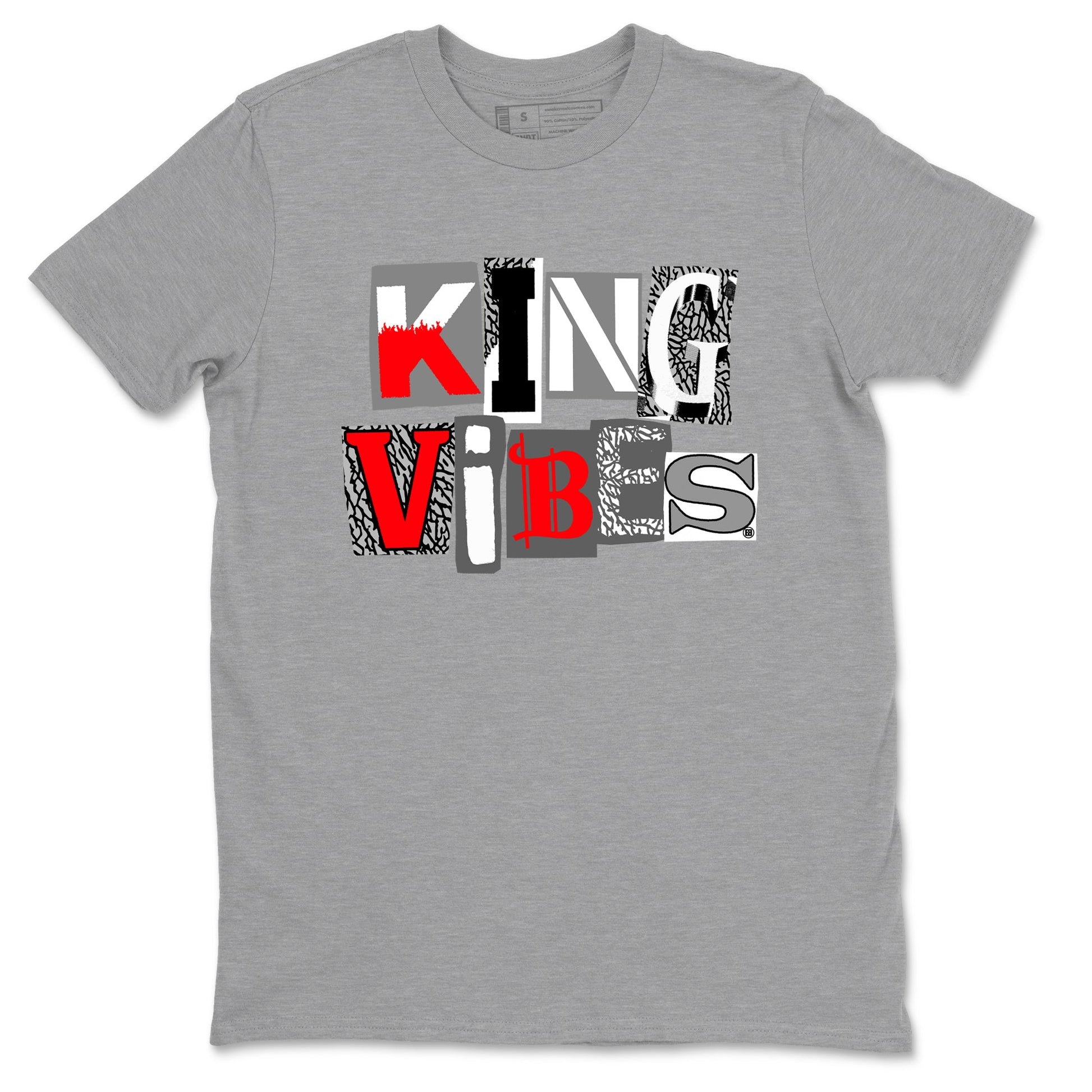3s Cement Grey shirts to match jordans King Vibes sneaker match tees Air Jordan 3 Cement Grey SNRT Sneaker Tees streetwear brand Heather Grey 2 unisex cotton tee