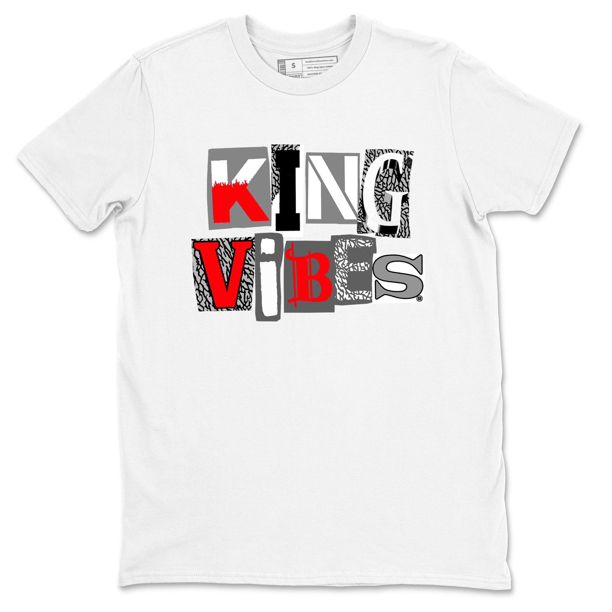 3s Cement Grey shirts to match jordans King Vibes sneaker match tees Air Jordan 3 Cement Grey SNRT Sneaker Tees streetwear brand White 2 unisex cotton tee