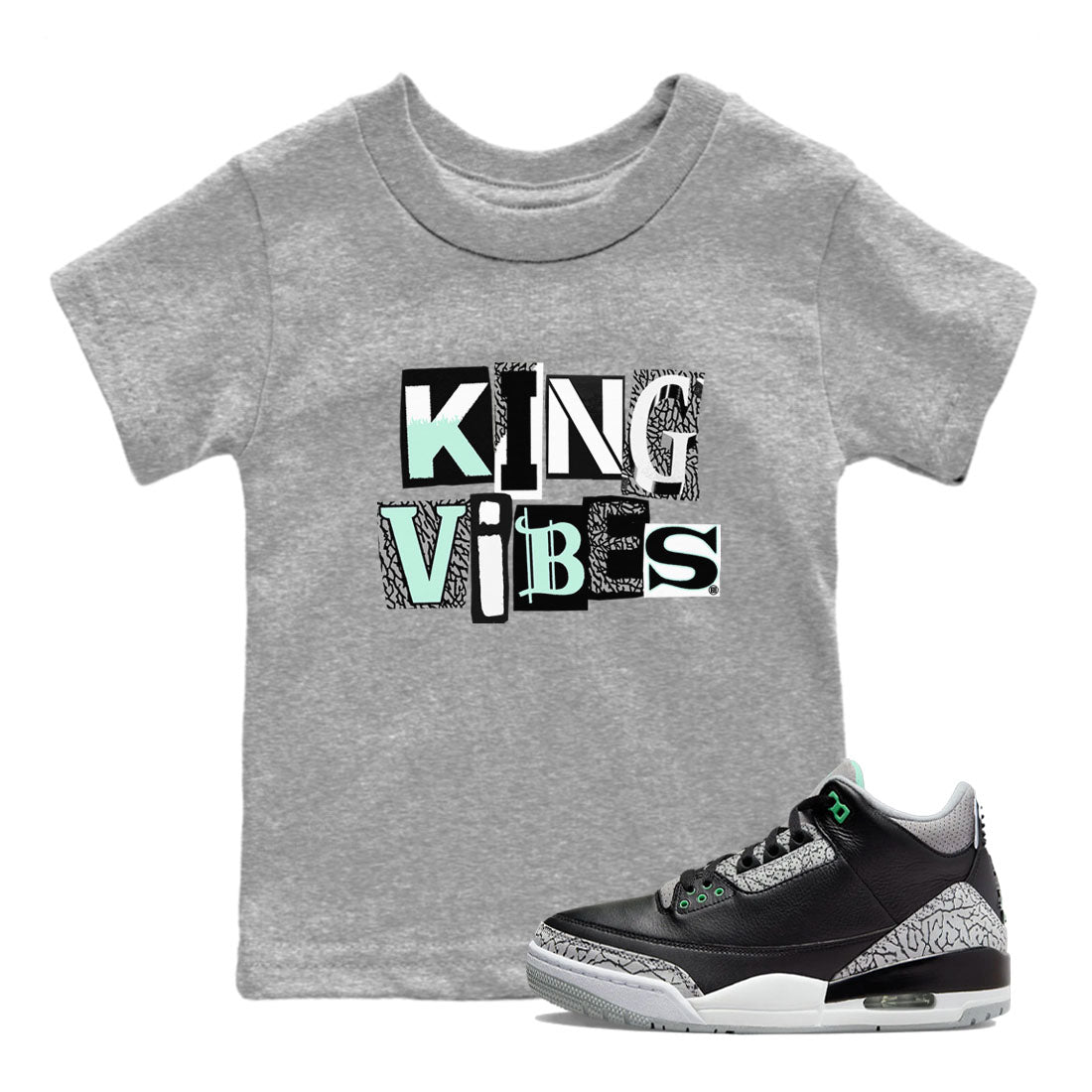 King Vibes SNRT Sneaker Tees Kids - Air Jordan 3 Green Glow - SNRT Sneaker Tee