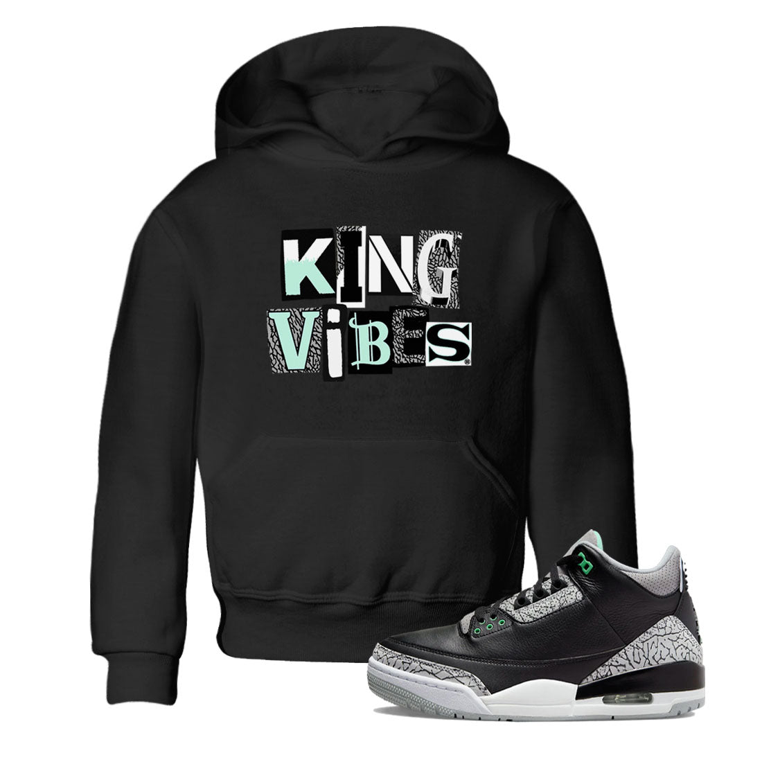 King Vibes SNRT Sneaker Tees Kids - Air Jordan 3 Green Glow - SNRT Sneaker Tee