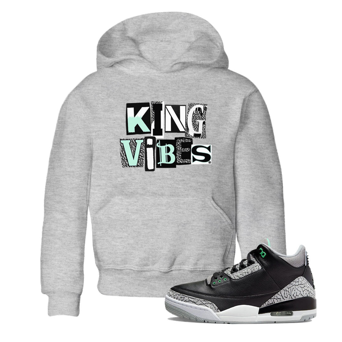 King Vibes SNRT Sneaker Tees Kids - Air Jordan 3 Green Glow - SNRT Sneaker Tee