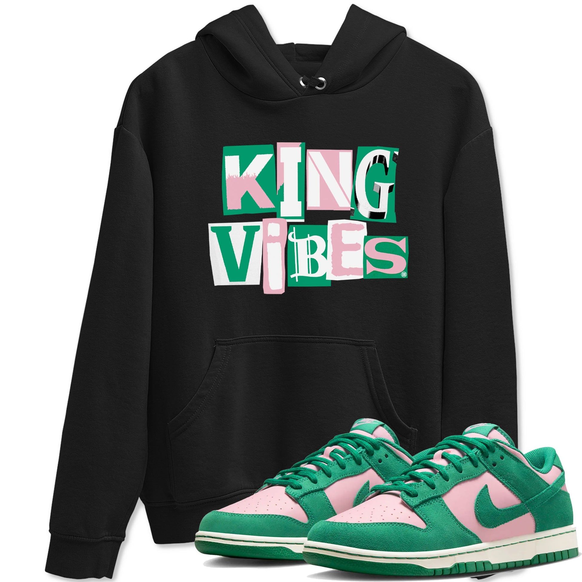 Dunk Low Medium Soft Pink Malachite shirt to match jordans King Vibes sneaker tees Dunks Medium Soft Pink Malachite Streetwear Brand SNRT Sneaker Release Tees unisex cotton Black 1 crew neck shirt