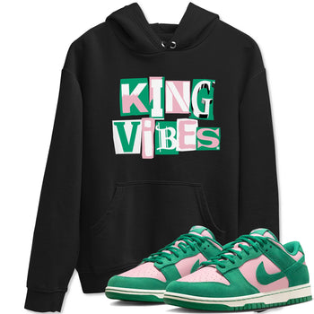 Dunk Low Medium Soft Pink Malachite shirt to match jordans King Vibes sneaker tees Dunks Medium Soft Pink Malachite Streetwear Brand SNRT Sneaker Release Tees unisex cotton Black 1 crew neck shirt