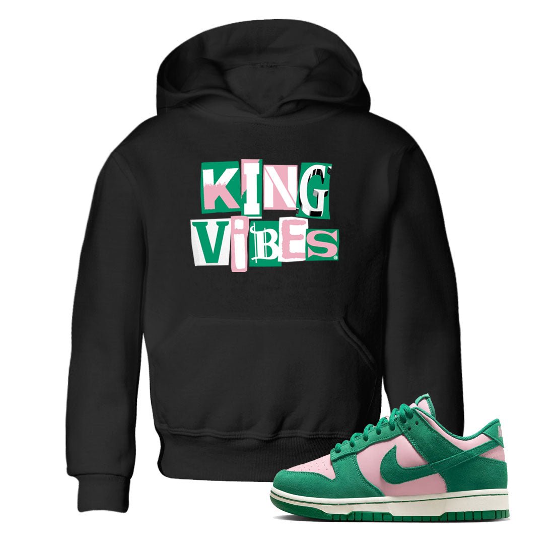 Dunk Low Medium Soft Pink Malachite shirt to match jordans King Vibes sneaker tees Dunks Medium Soft Pink Malachite Streetwear Brand SNRT Sneaker Release Tees baby toddler Black 1 cotton Shirt
